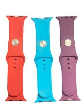 Lot 3 Colors for Apple Watch Series 3 Silicone Band Strap 42mm Purple Red Blue